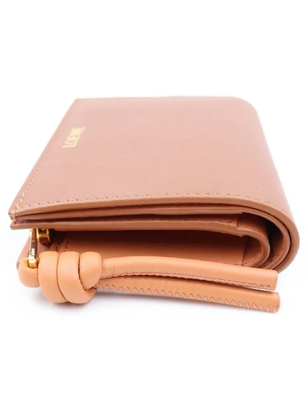 Loewe Knot Compact Wallet Bifold Calfskin Brown